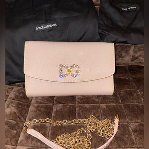 Dolce & Gabana mini crystal logo crossbody bag color powder